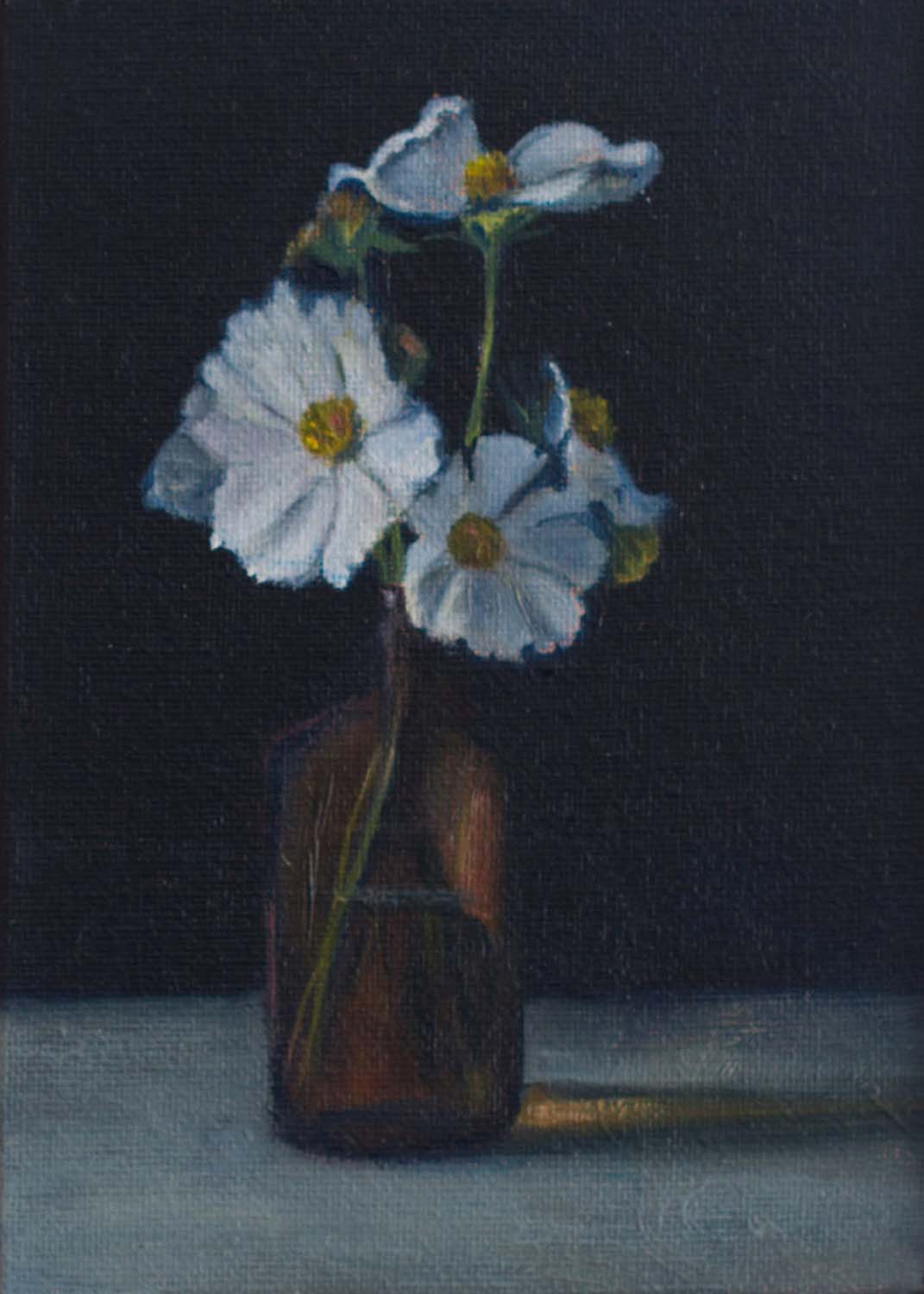 Vintage Bottle With Cosmos